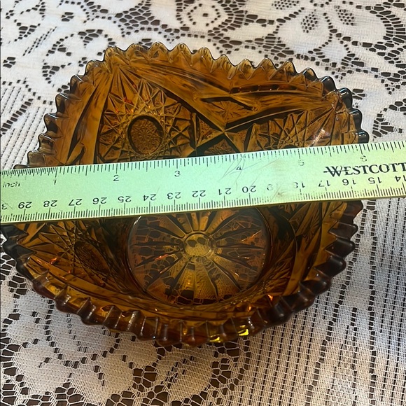 Vintage Amber Cut Glass Bowl - Picture 8 of 9